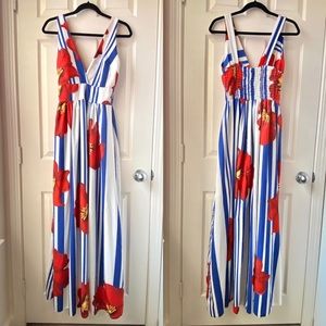 ❗️NWOT FLORAL STRIPED MAXI DRESS❗️